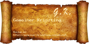 Gemeiner Krisztina névjegykártya
